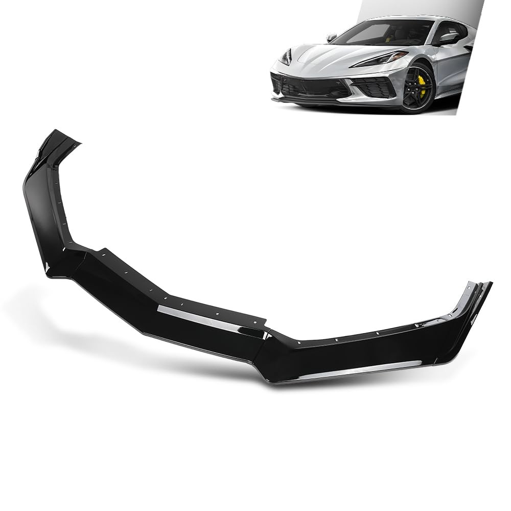 Front Bumper Lip Splitter Compatible Chevy Corvette C8 All Model 2020-2024 Black
