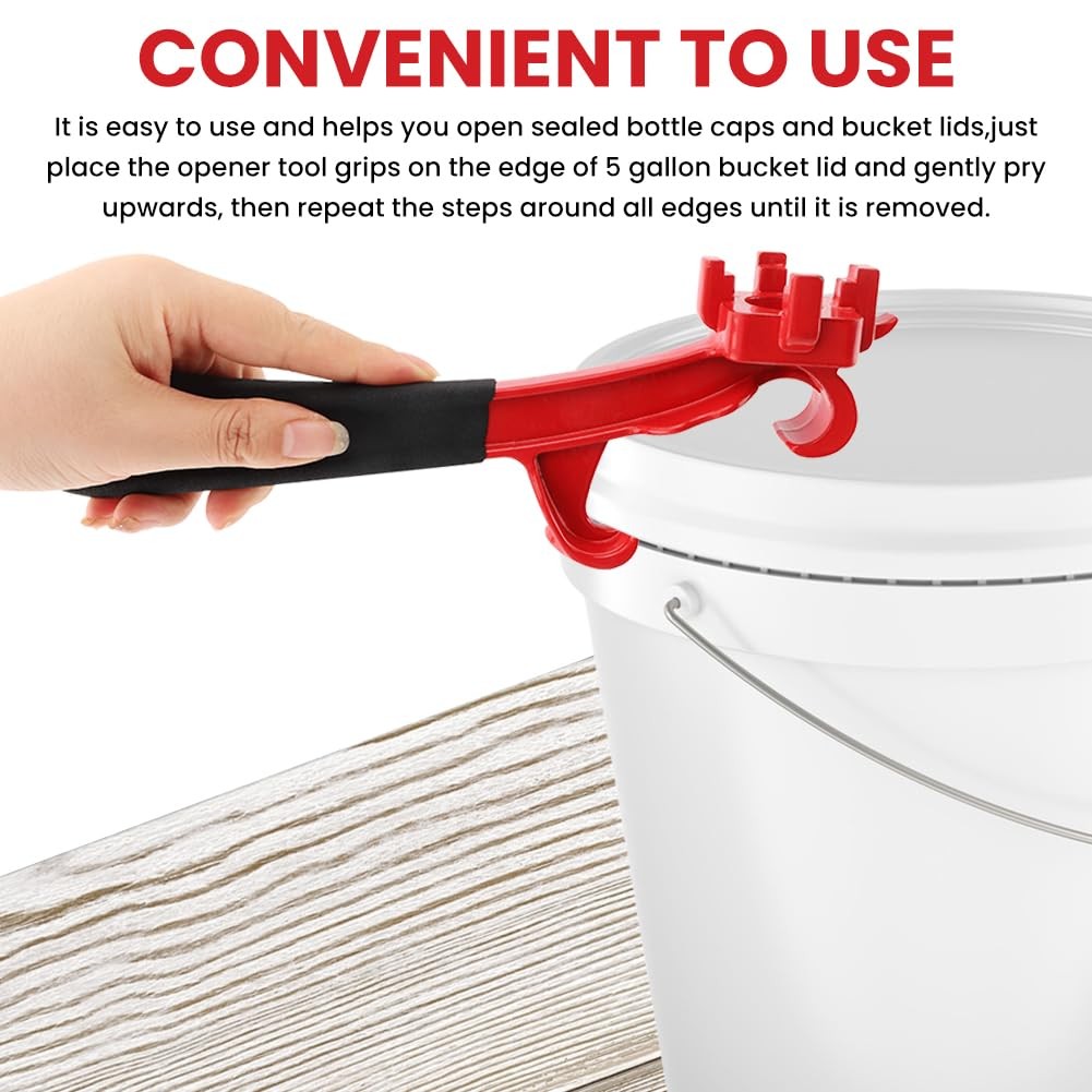 3-in-1 Bung Wrench & Bucket Opener Tool, 9.65 x 2.76 inches, black red