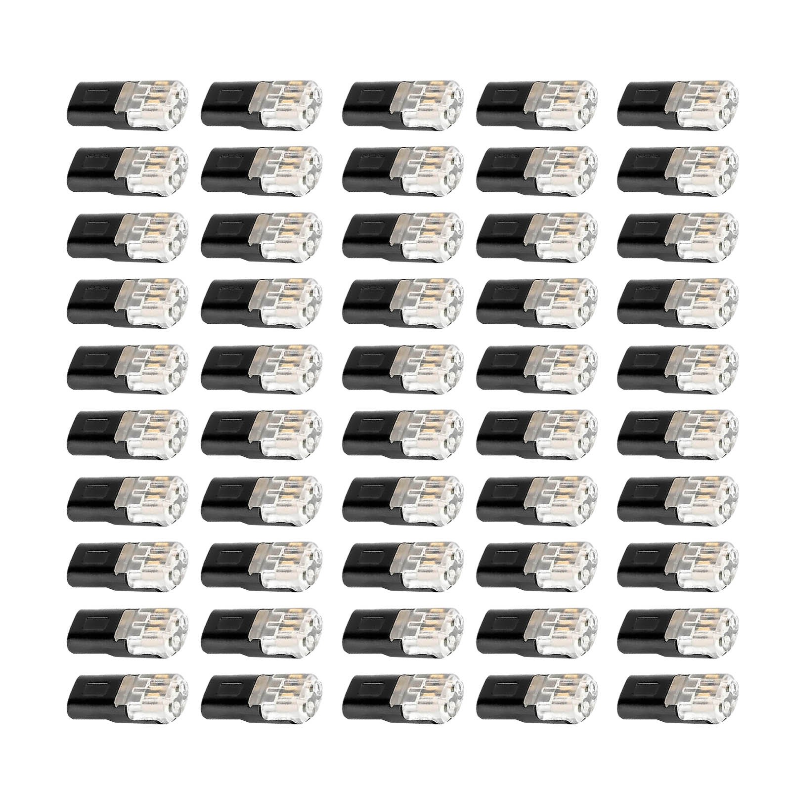 50pcs Black Polycarbonate Cable Connectors Plug in Type for 18-22 AWG with Lock