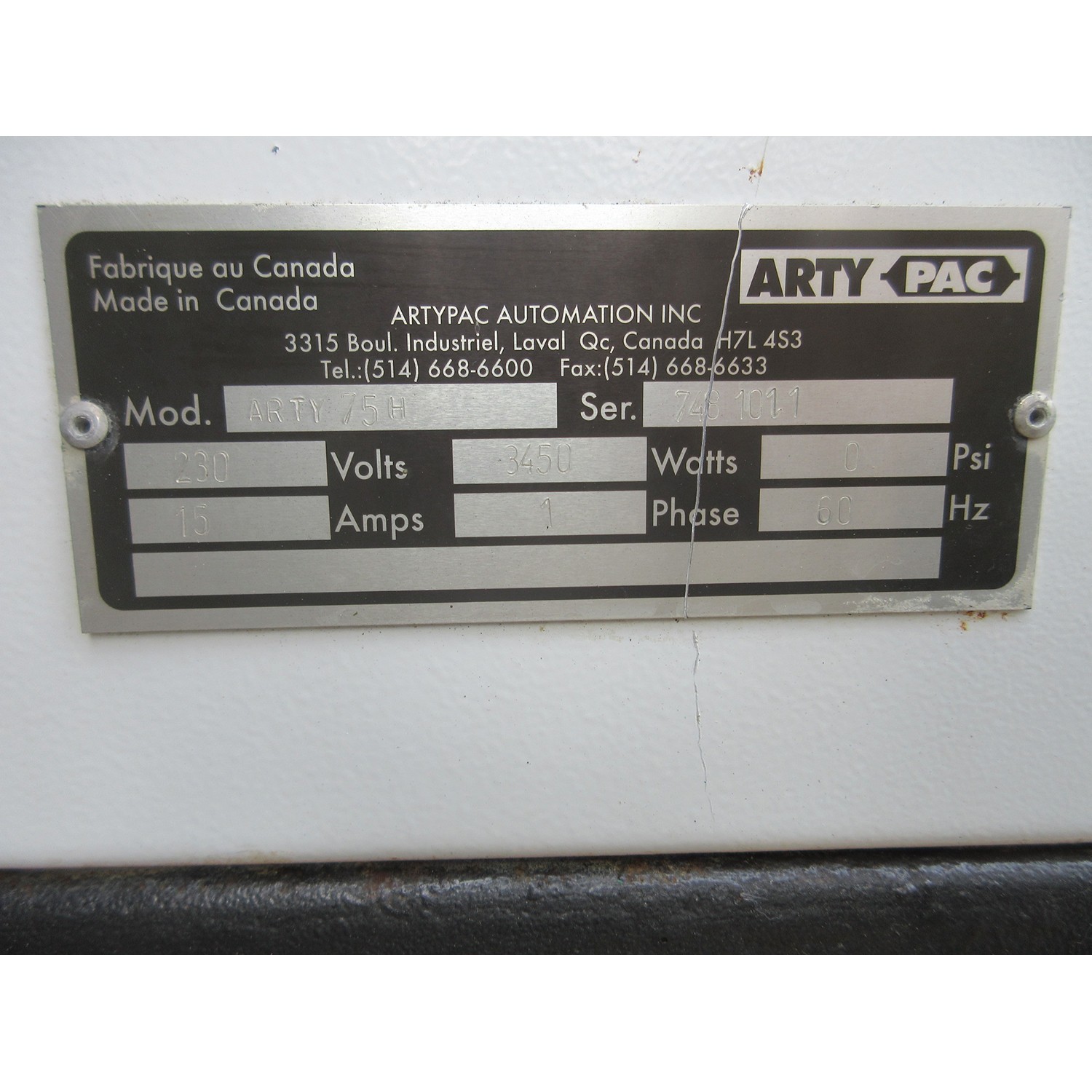 Arty Pac ARTY75H High Speed Flow Wrapper, Used Excellent Condition