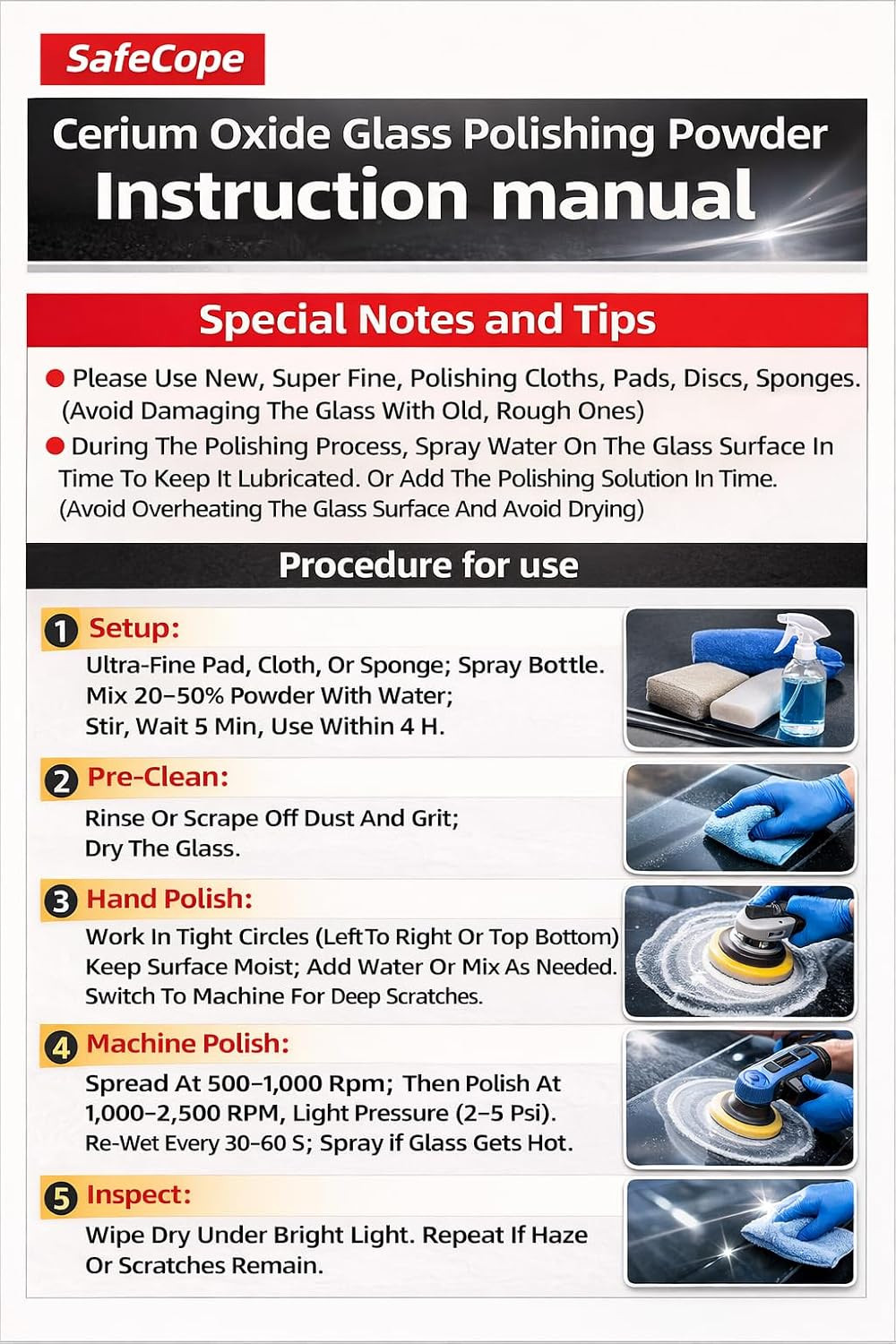 Cerium Oxide Polishing Powder 1 lb – 99% Pure for Glass Scratch Removal