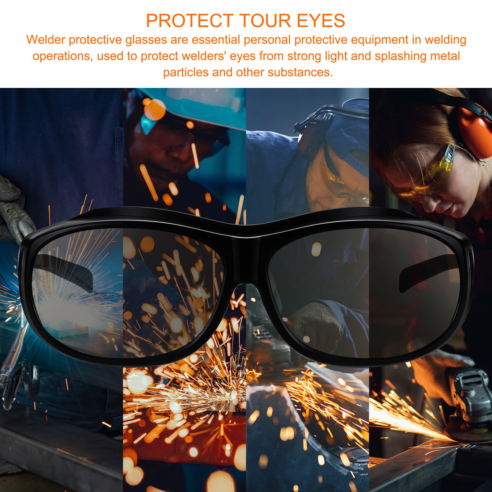 Welding Glasses IR Shade 5 CE Certified Protective Glasses Wrap-Around Lens