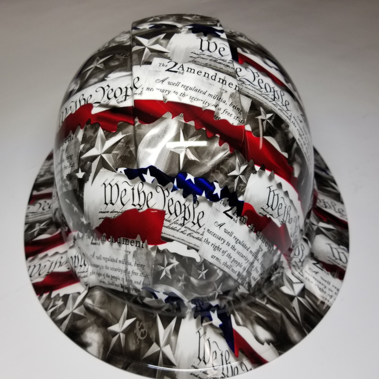 full brim hard hat custom hydro dipped IN 2ND AMENDMENT ,WE THE PEOPLE NEW