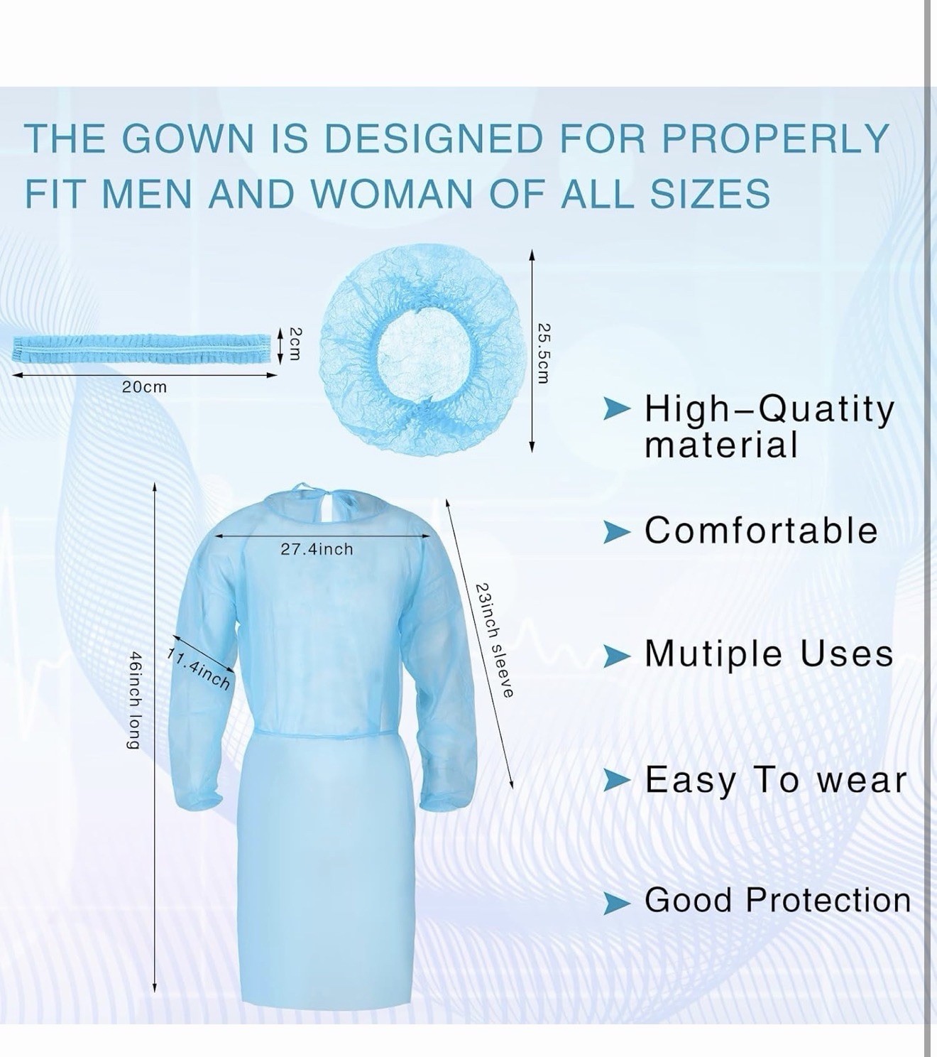 Xuhal 100 Set Disposable Isolation Gowns Set PPE Gowns Disposable and Non Woven