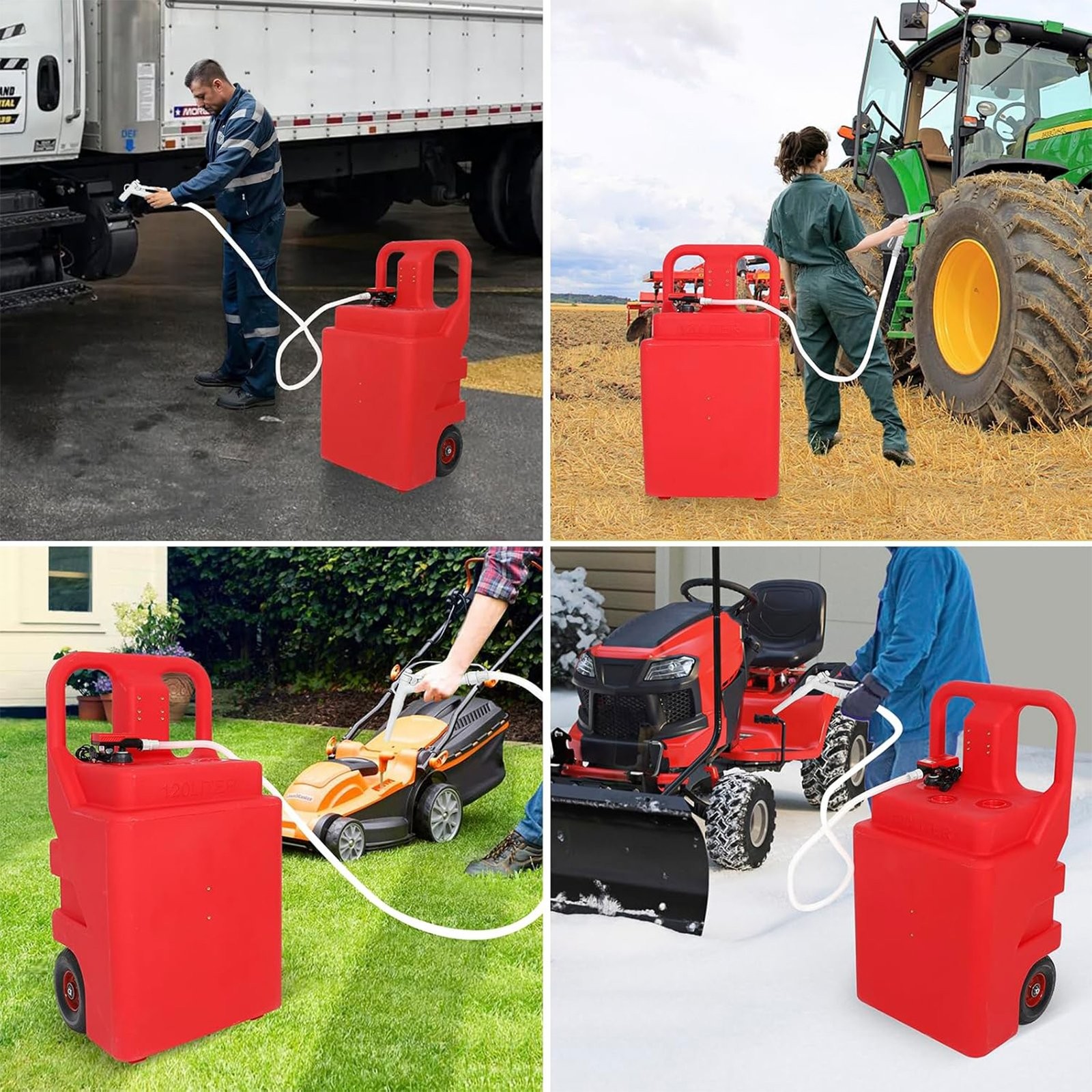 32 Gallon Portable Fuel Tank Caddy w/ Automatic Transfer Pump On-Wheel 3.2GPM Re
