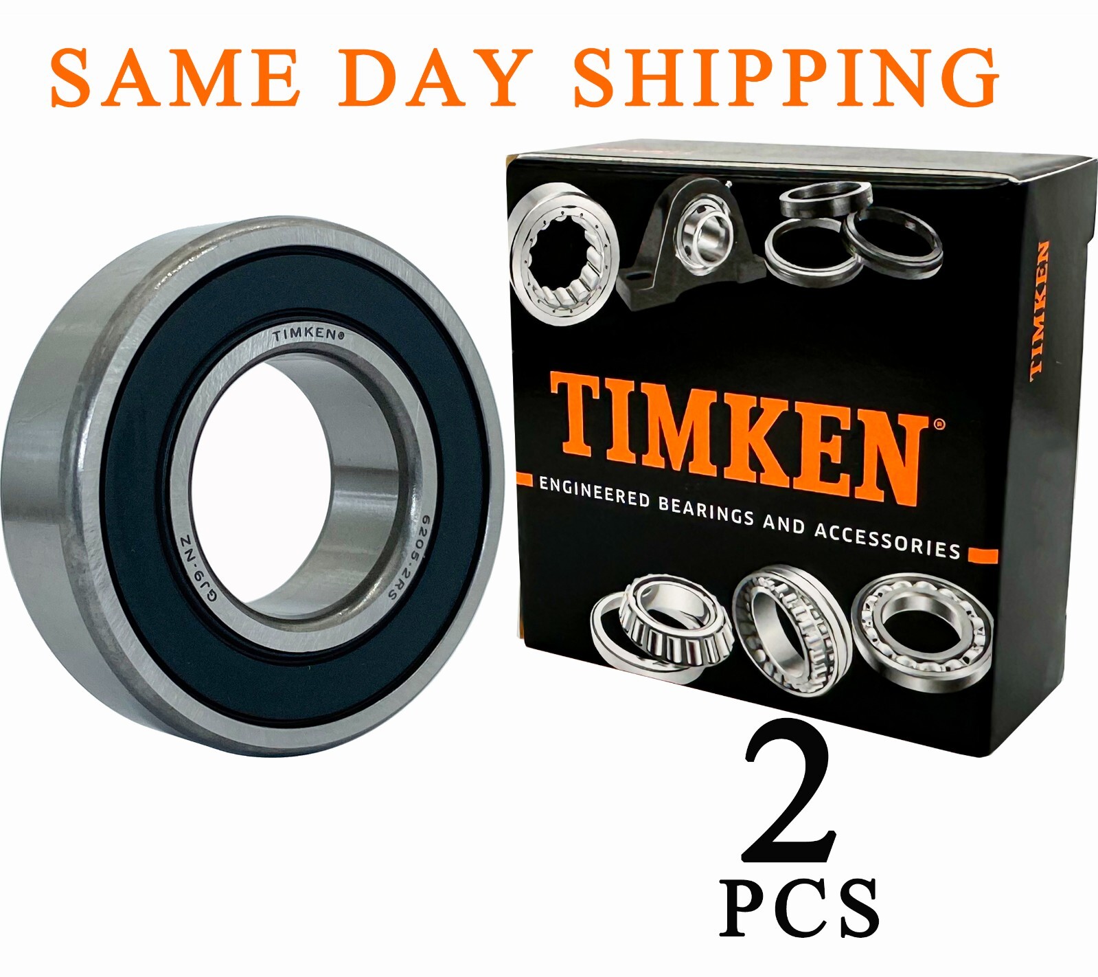 2PC TIMKEN 6205-2RS 25X52X15MM Double Rubber Seal Bearings USA Brand