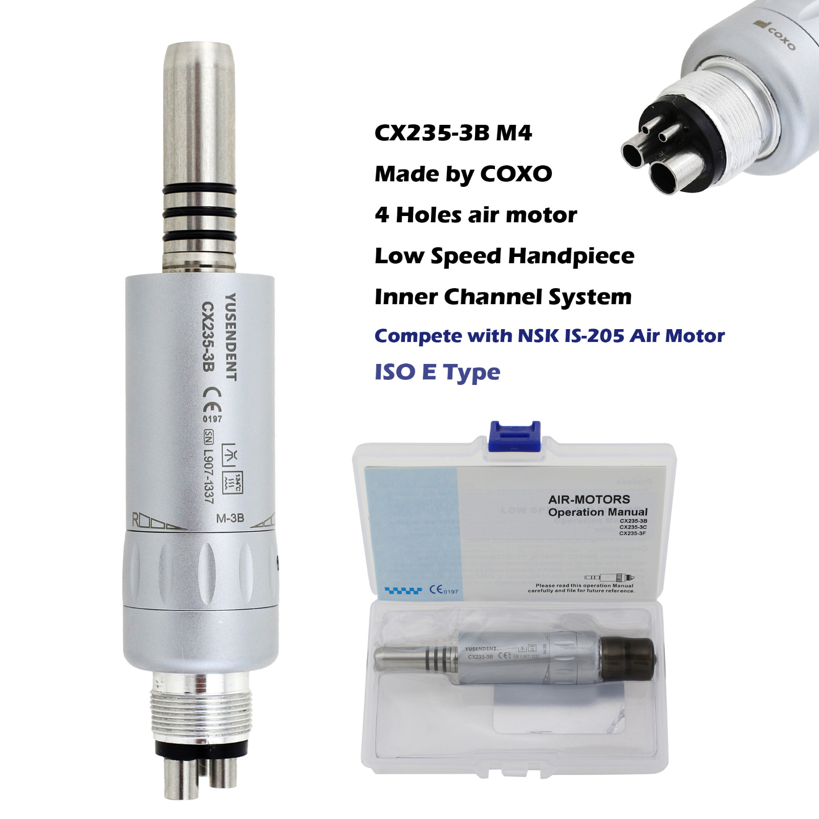 COXO BEING Dental Air Motor 4 6 Hole Slow Speed Handpiece E Type LED Fiber Optic