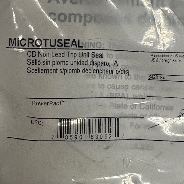 Schneider Electric MICROTUSEAL CB Non-Lead Trip Unit Seal Kit, 2 Bags, 12 Pcs ^