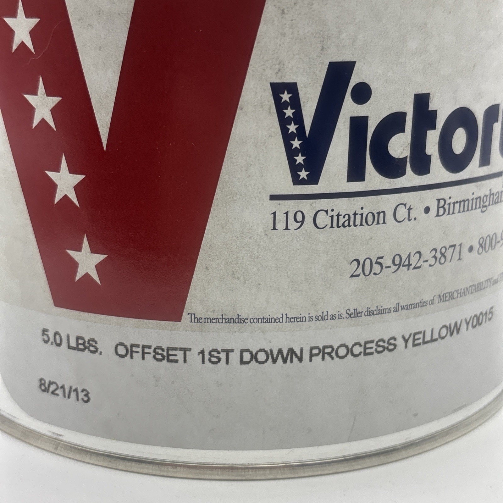 Victory Ink- Offset Pantone Printing Ink «YELLOW Y0015»- 5.20 lb. can «Oil Base»