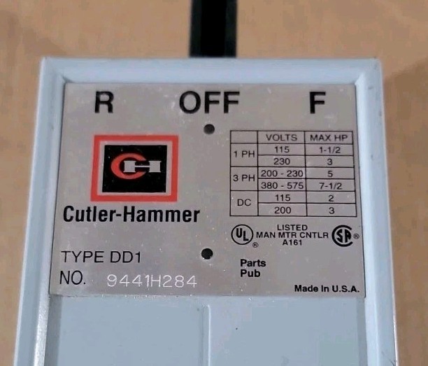 NOS Cutler-Hammer Drum Switch Type DD1 No. 9441H284 Made In USA