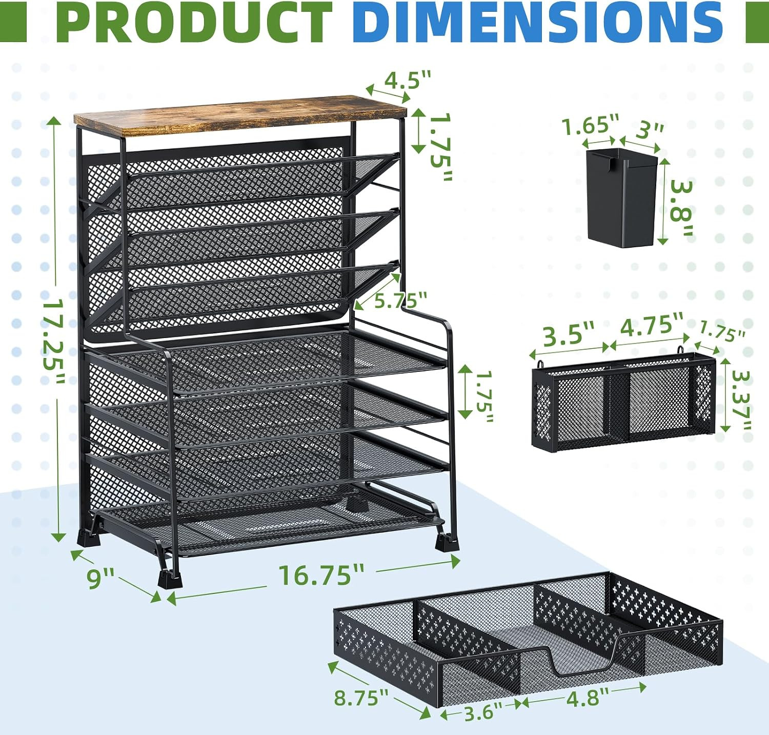 8 Tier Desk File Organizer with Sliding Drawer, Desktop Organizers and Accessori