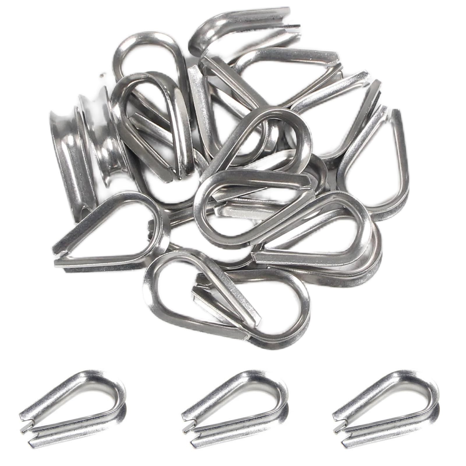 20 Pcs 3/16″ M5 Stainless Steel Wire Rope Thimbles for Cable Rope Thimble Rig…
