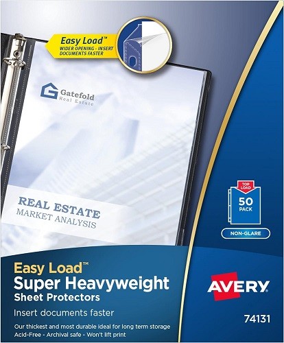 Non-Glare Super Heavyweight Sheet Protectors Top-Load 8.5x11in 50/BX – 1EA