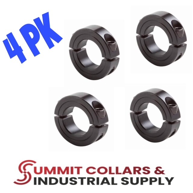 1” DOUBLE SPLIT STEEL NEW CLAMPING SHAFT COLLAR BLACK OXIDE (Qty 4) Free Ship