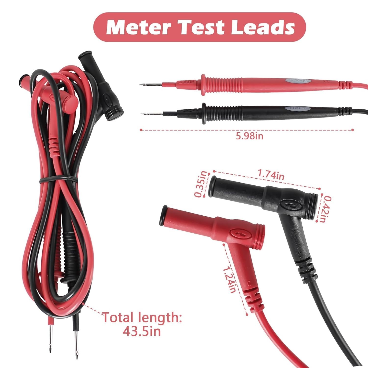 New Meter Leads Cat III 1000V 20A Replacement for Fluke Ideal Simpson – Pre