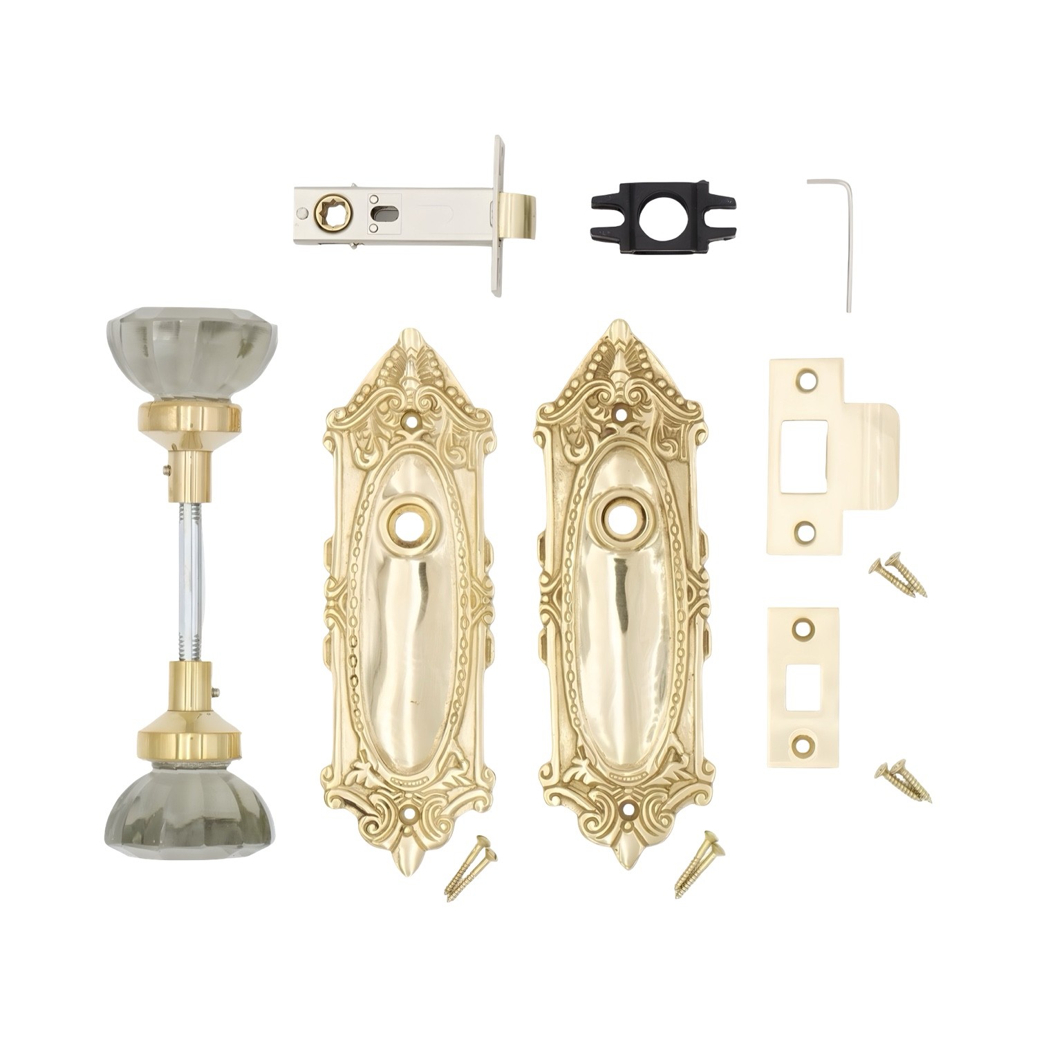 The Milford Passage Set in Polished Brass – 5 Door Knob Choices