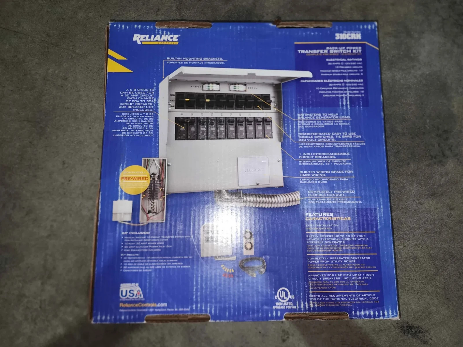 Reliance Controls 310CRK Manual Transfer Switch Kit 10-Circuit *BRAND NEW/SEALED