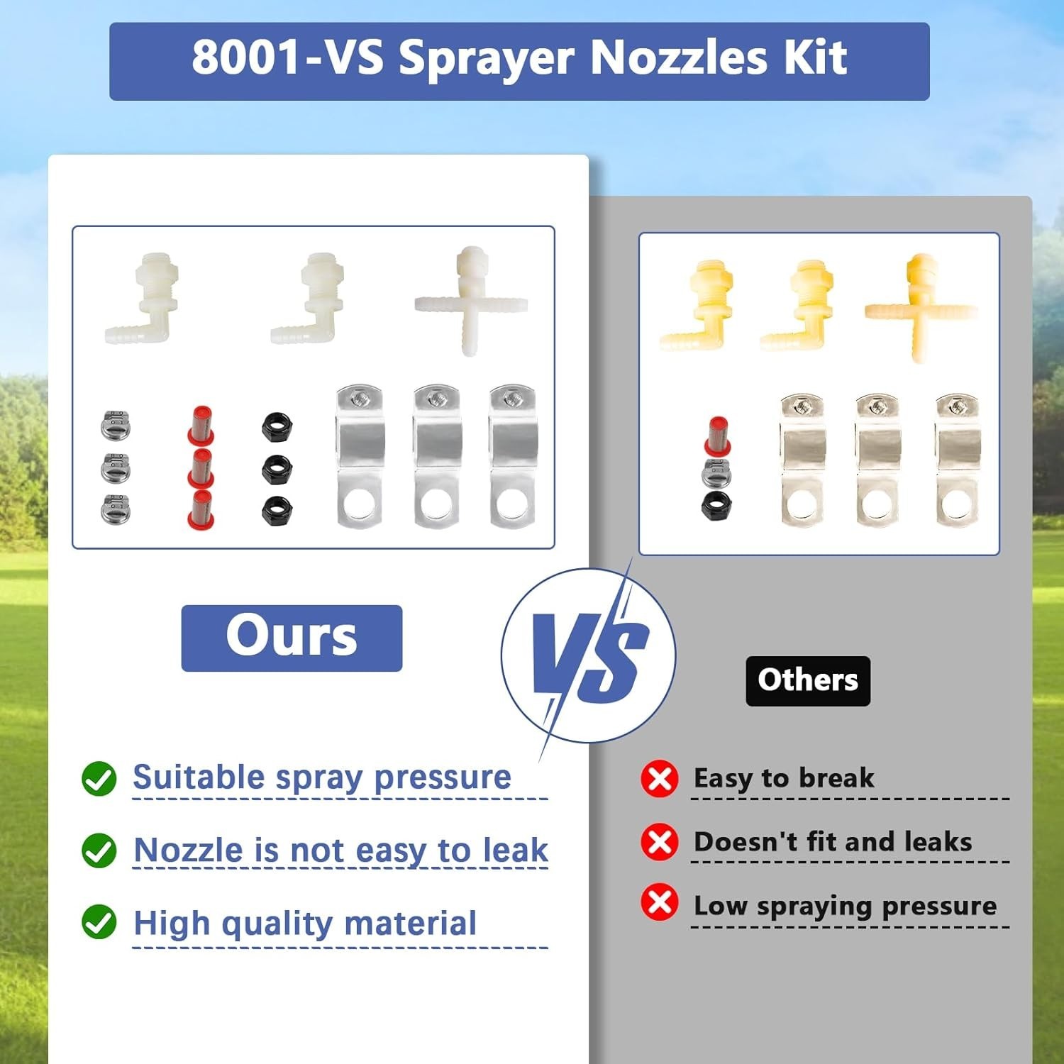 Spray Boom Repair Kit, Sprayer Parts Including 8001-VS Tips Screens Clamps