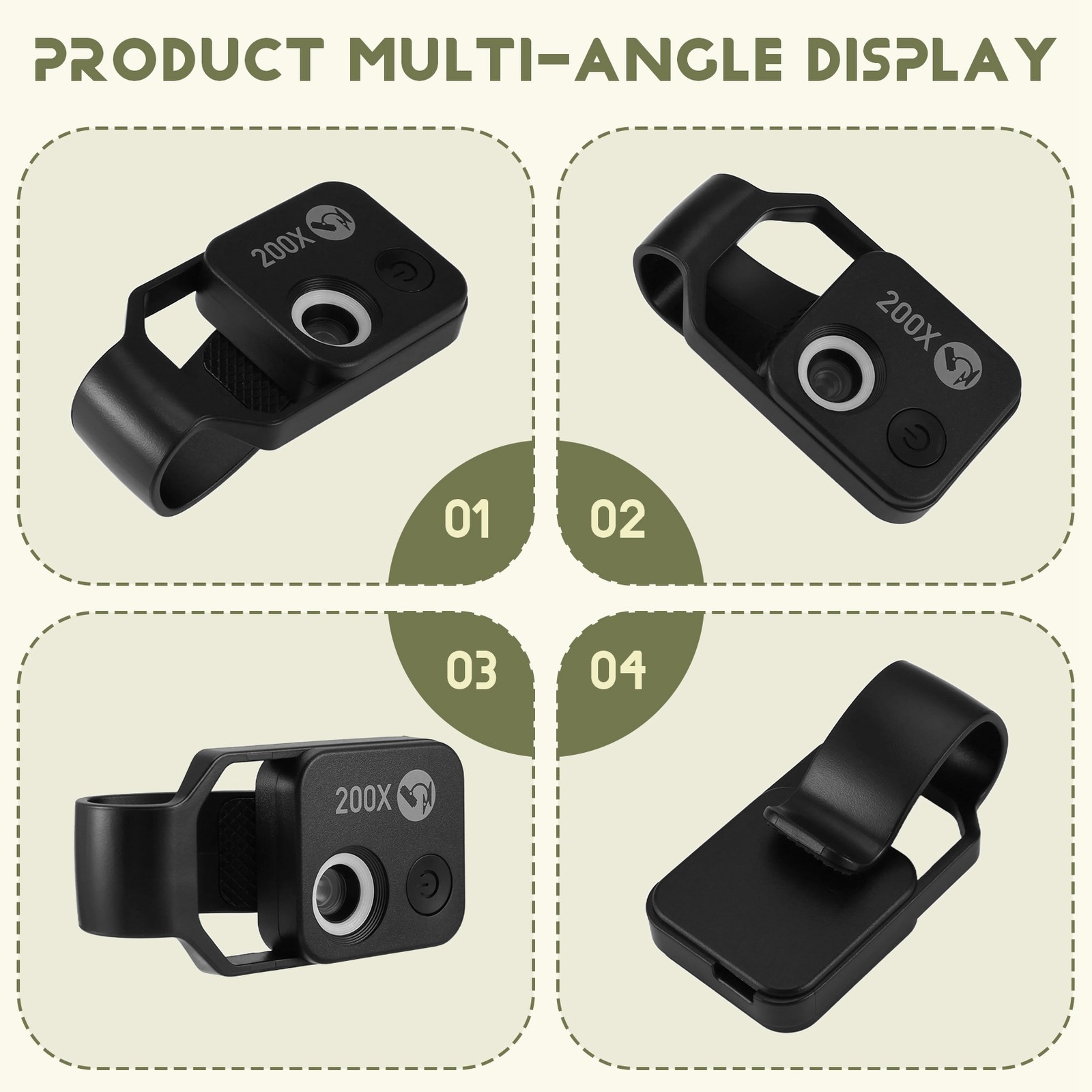 200X Cell Phone Microscope Accessory with Window Microscope, Portable 3218