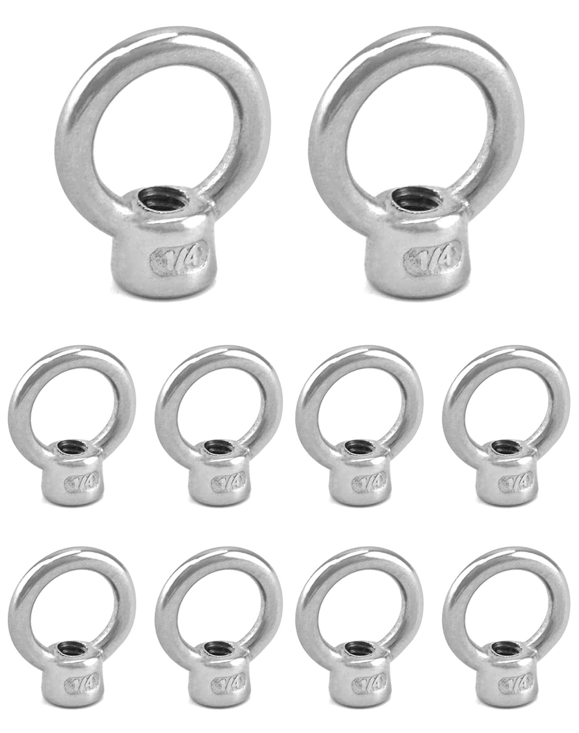 Lifting Eye Nut 10 Pack 1/4″ UNC Marine Grade Stainless Steel 316