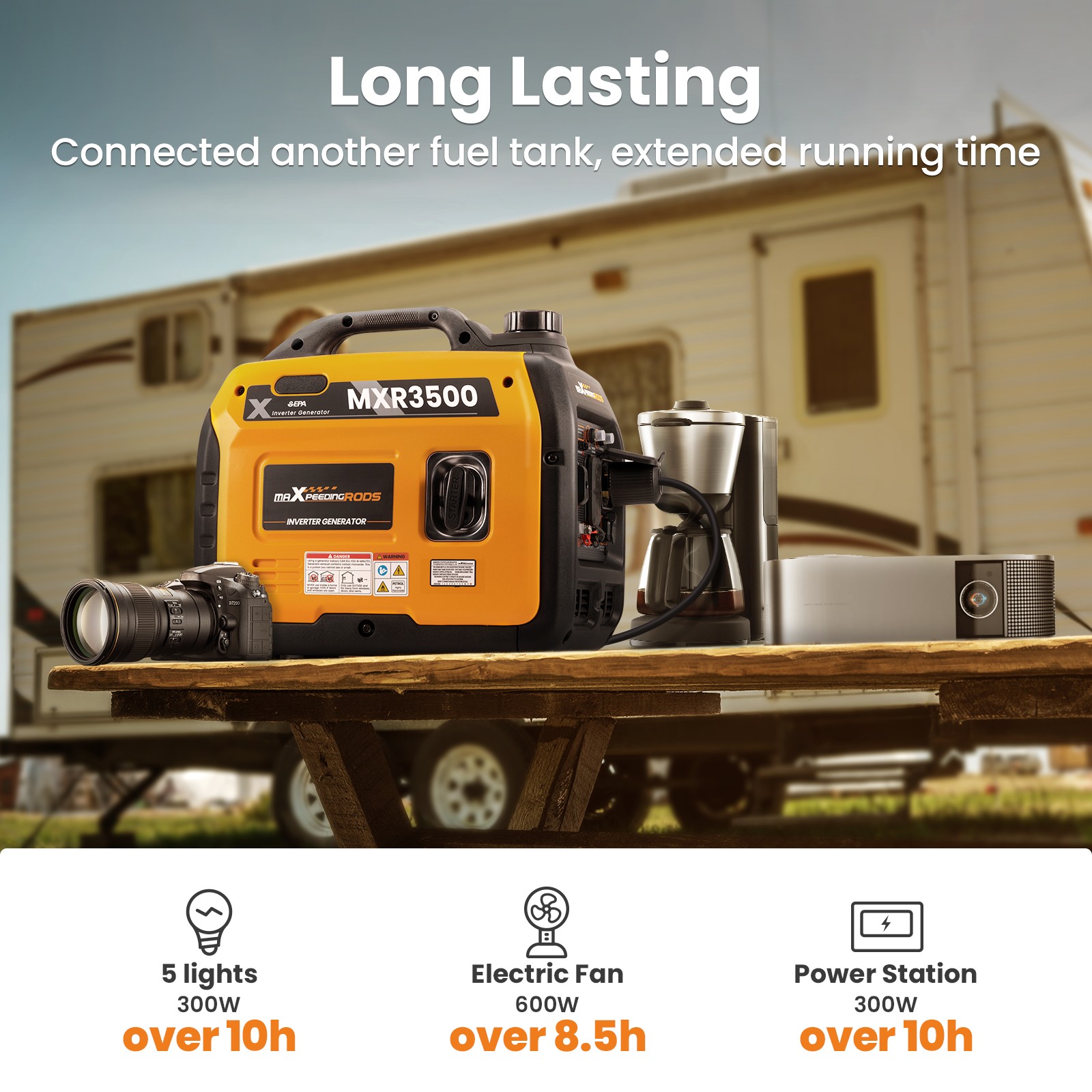 Super Quiet 3500-Watt Portable Inverter Generator Super Lightweight For Caravan