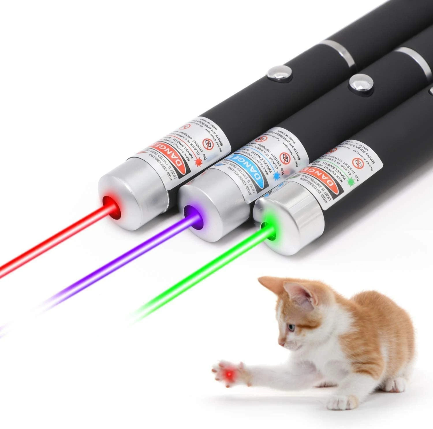 3 Packs Color 900Mile Laser Pointer Pen Green Blue Red Light Visible Beam Laze