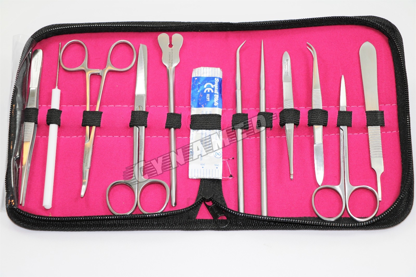 GERMAN DISSECTING KIT OF 12 PCS, SCISSORS, FORCEPS, PROBE, BLADES, NEEDLE ETC