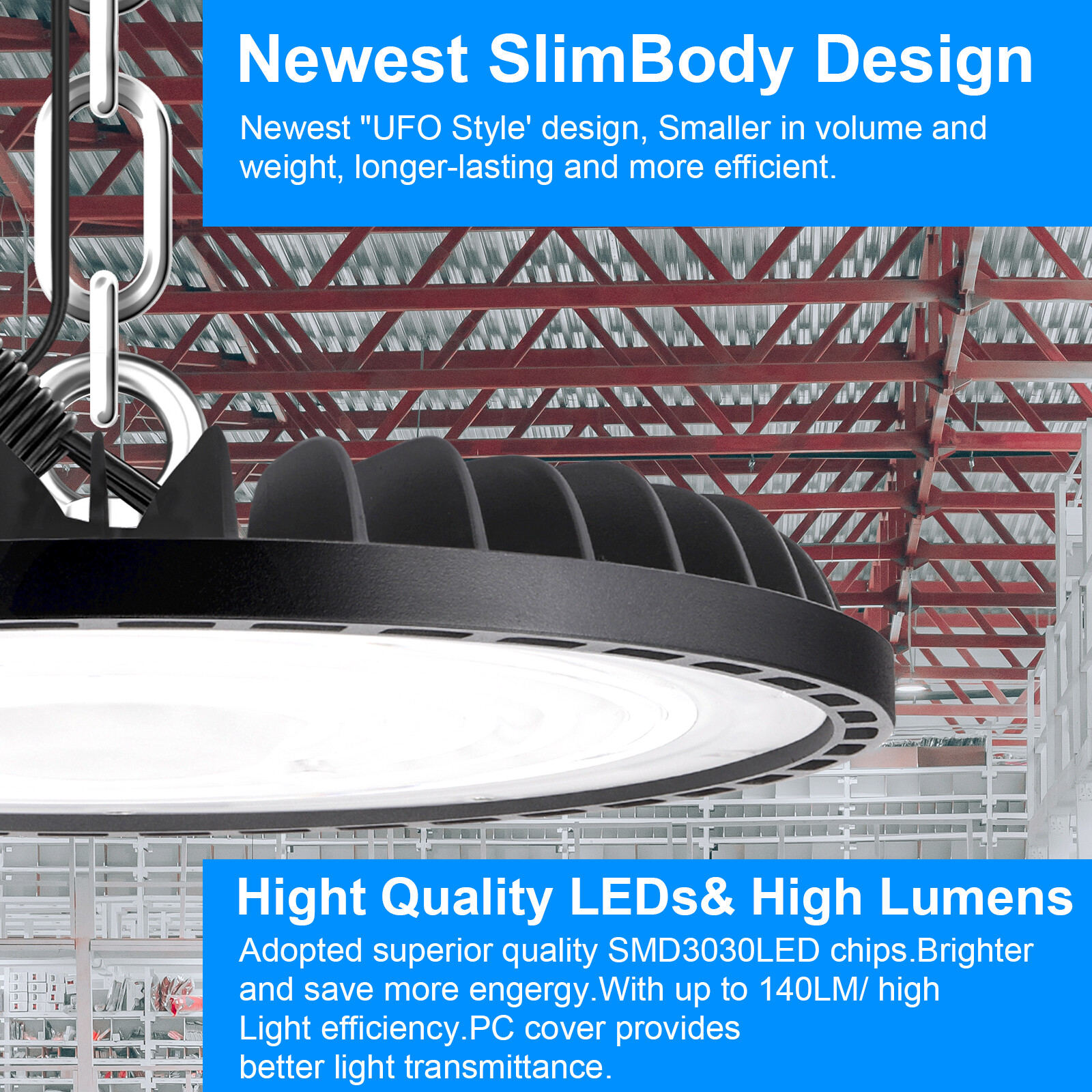 6 Pack 300W UFO Led High Bay Light Warehouse Commercial Industrial Shop Lights