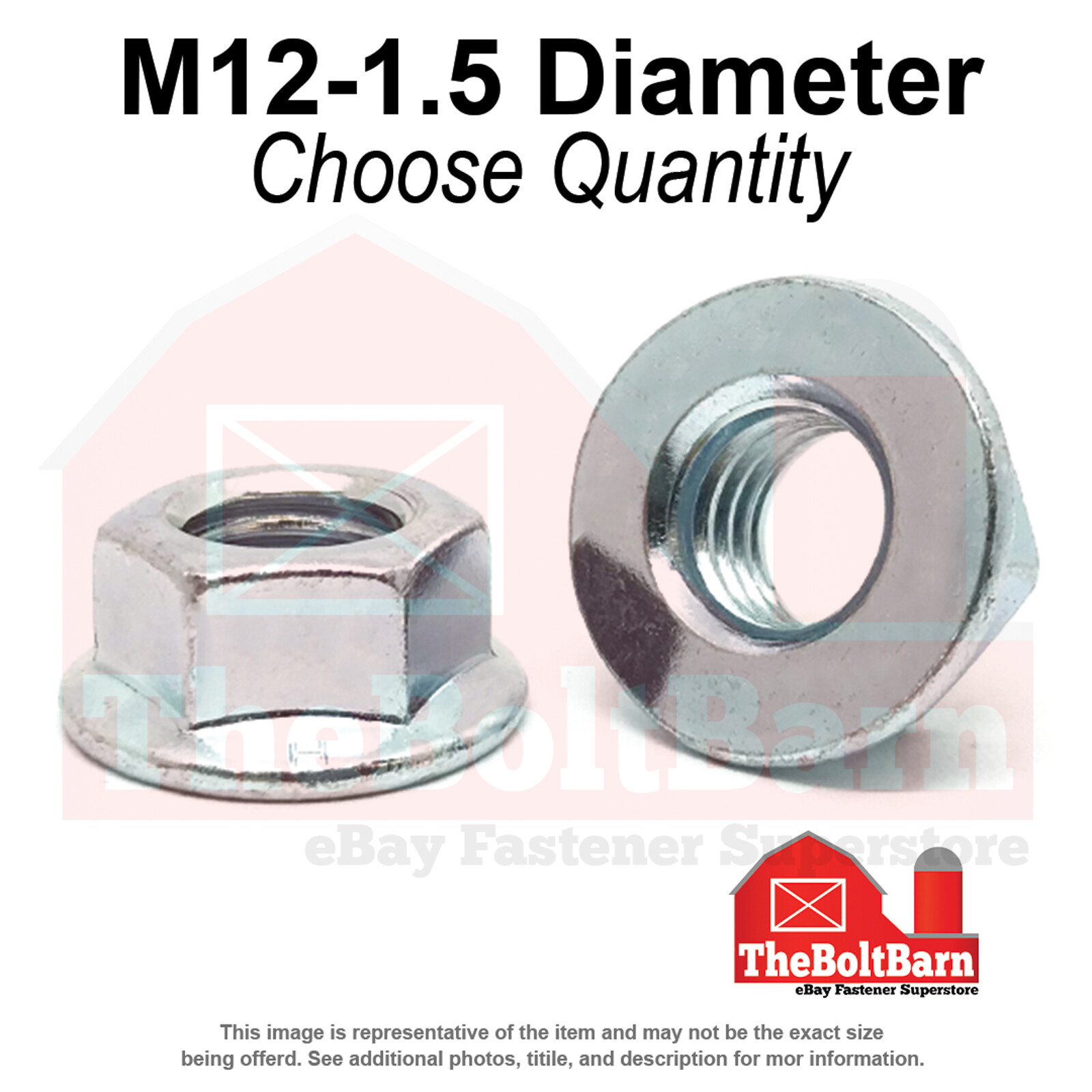 M12-1.5 Class 8 Hex Flange Nuts Zinc Clear Fine Thread (Pick Quantity)