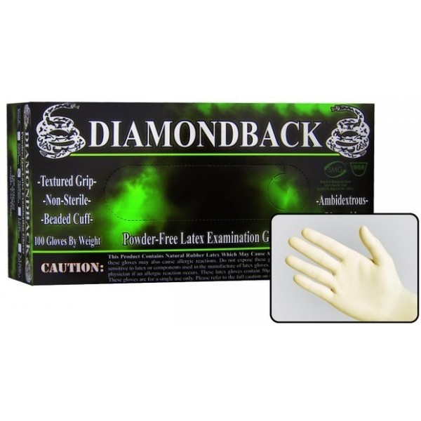 DIAMOND BACK Latex Exam Gloves, Textured Grip, 8 mil, Case of 1000, Size X-LARGE