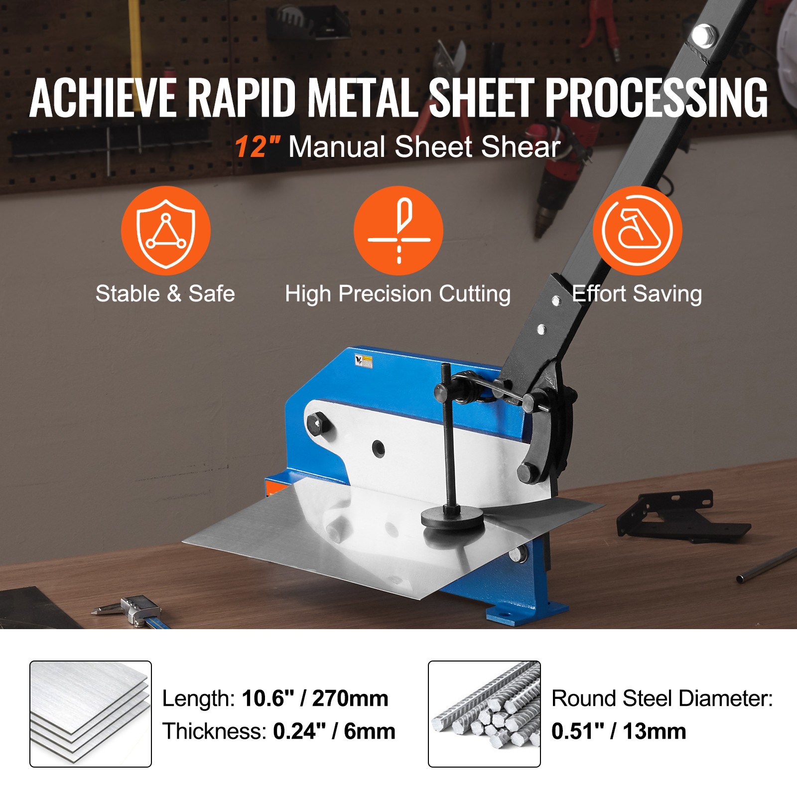 VEVOR 12″ Manual Hand Plate Shear Benchtop Cutter Metal Sheet Processing Q235