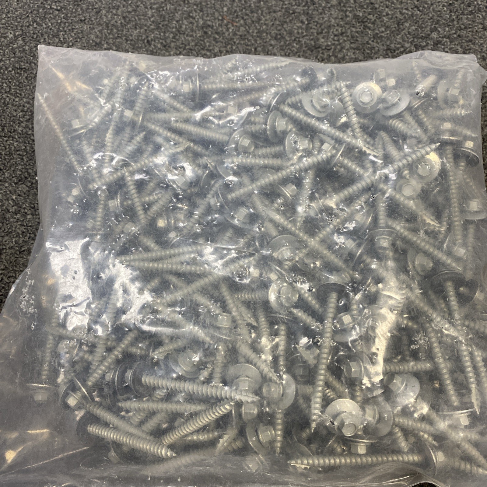 #12 x 2-1/2 Hex Neoprene Washer Roofing Screws Galvanized Unpainted Sharp 250ct