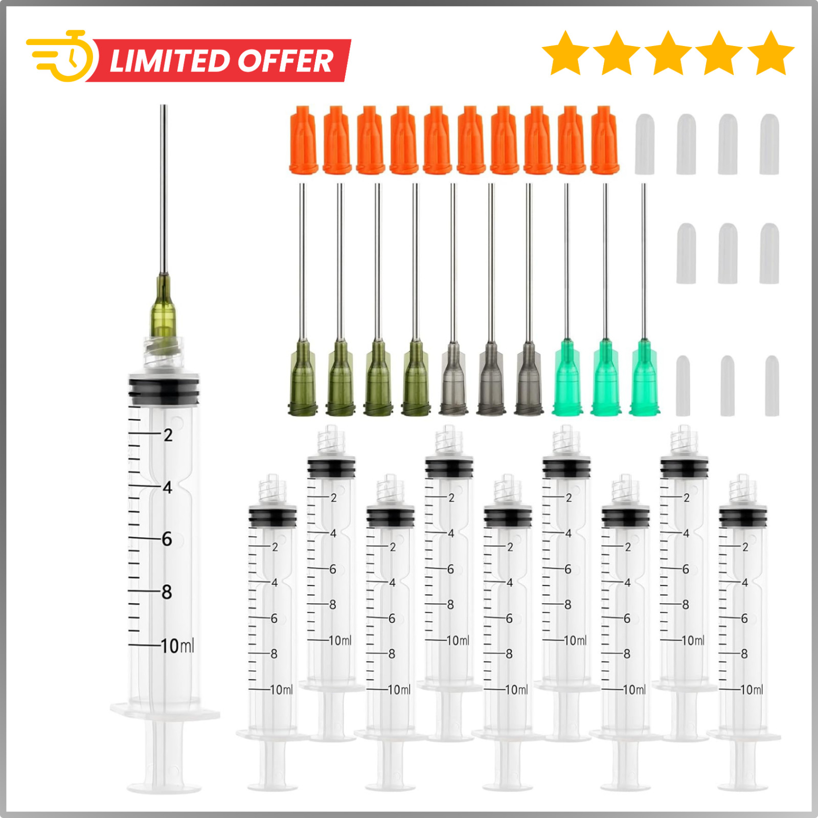 10ml Glue Applicator Syringe with 14G/16G/18G Blunt Tips – For Ink, Epoxy, Craft