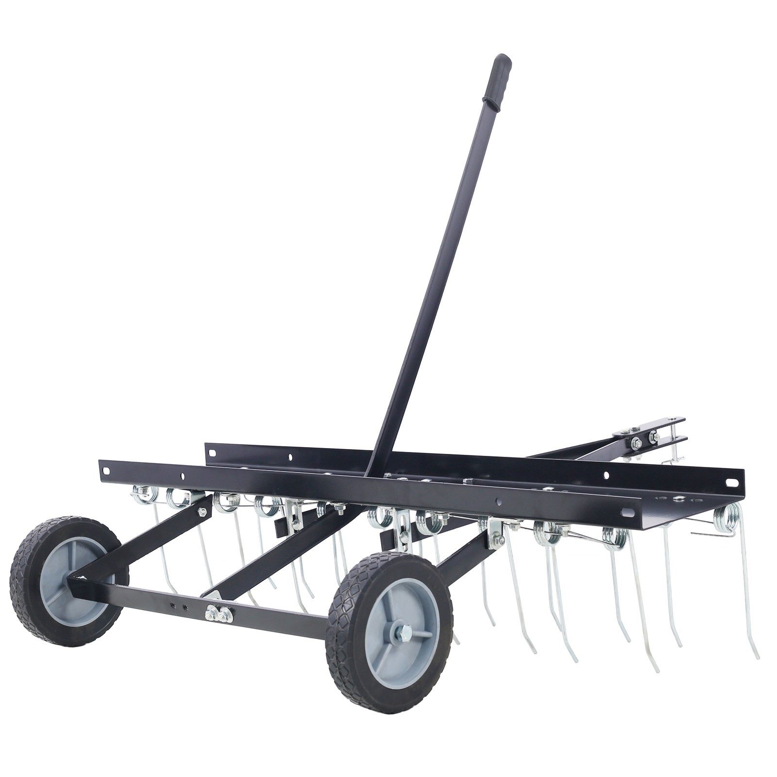40″Dethatcher Tow Behind Lawn Rake Lawn Sweeper Height Adjustable Lawn Care Tool