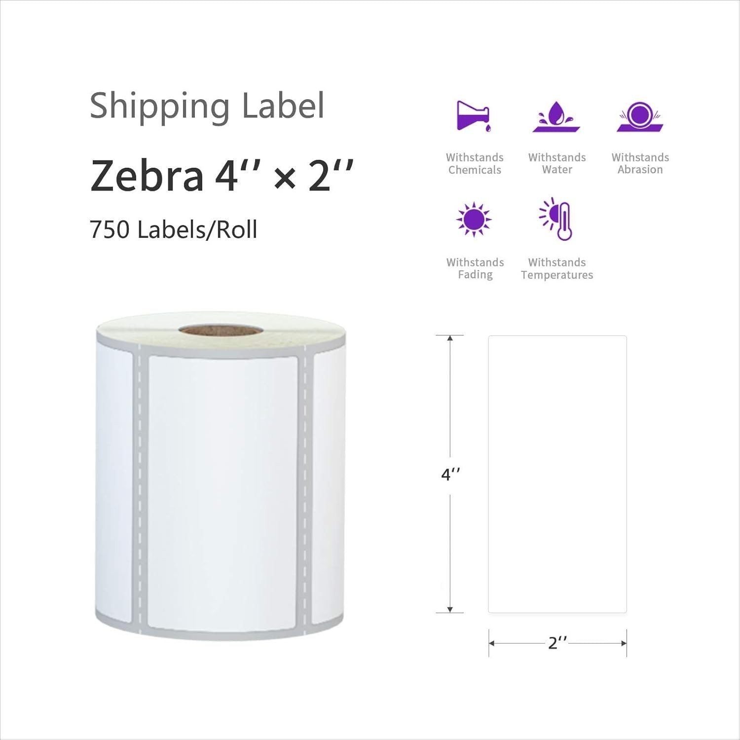12 Rolls 4″x2″ Direct Thermal Shipping Labels for Rollo & Zebra Printers