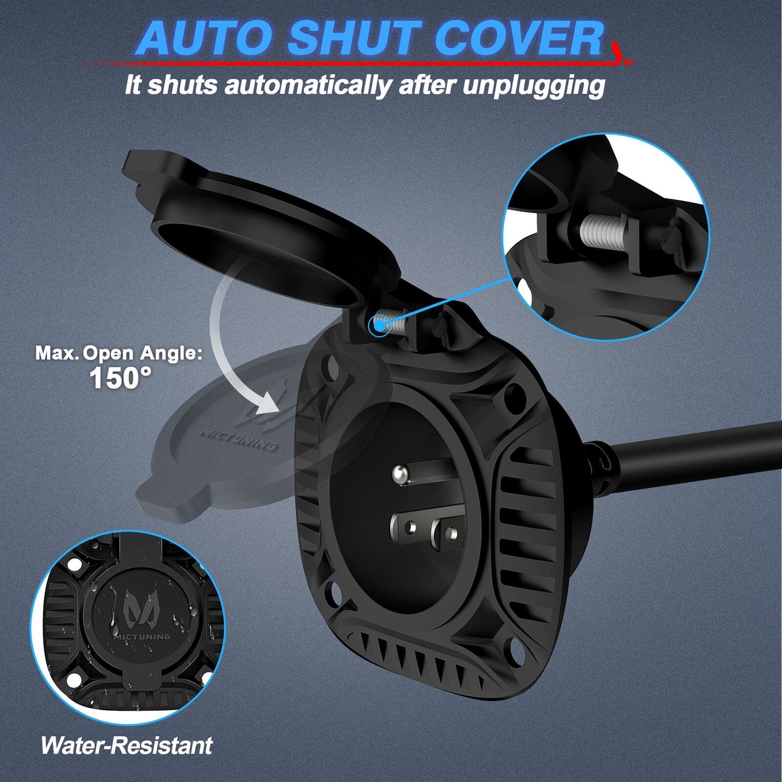 15 Amp 125V AC Power Inlet Port Plug Integrated 20″ Cord For Boat Trucks Trailer
