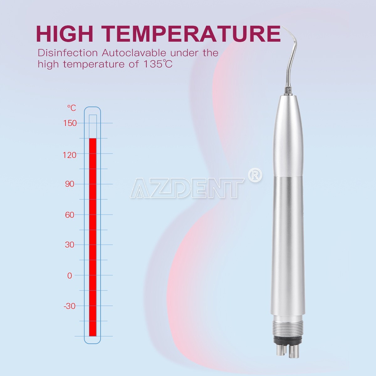 AZDENT Dental Ultrasonic Air Scaler Handpiece 4 Hole + 3pcs Tips