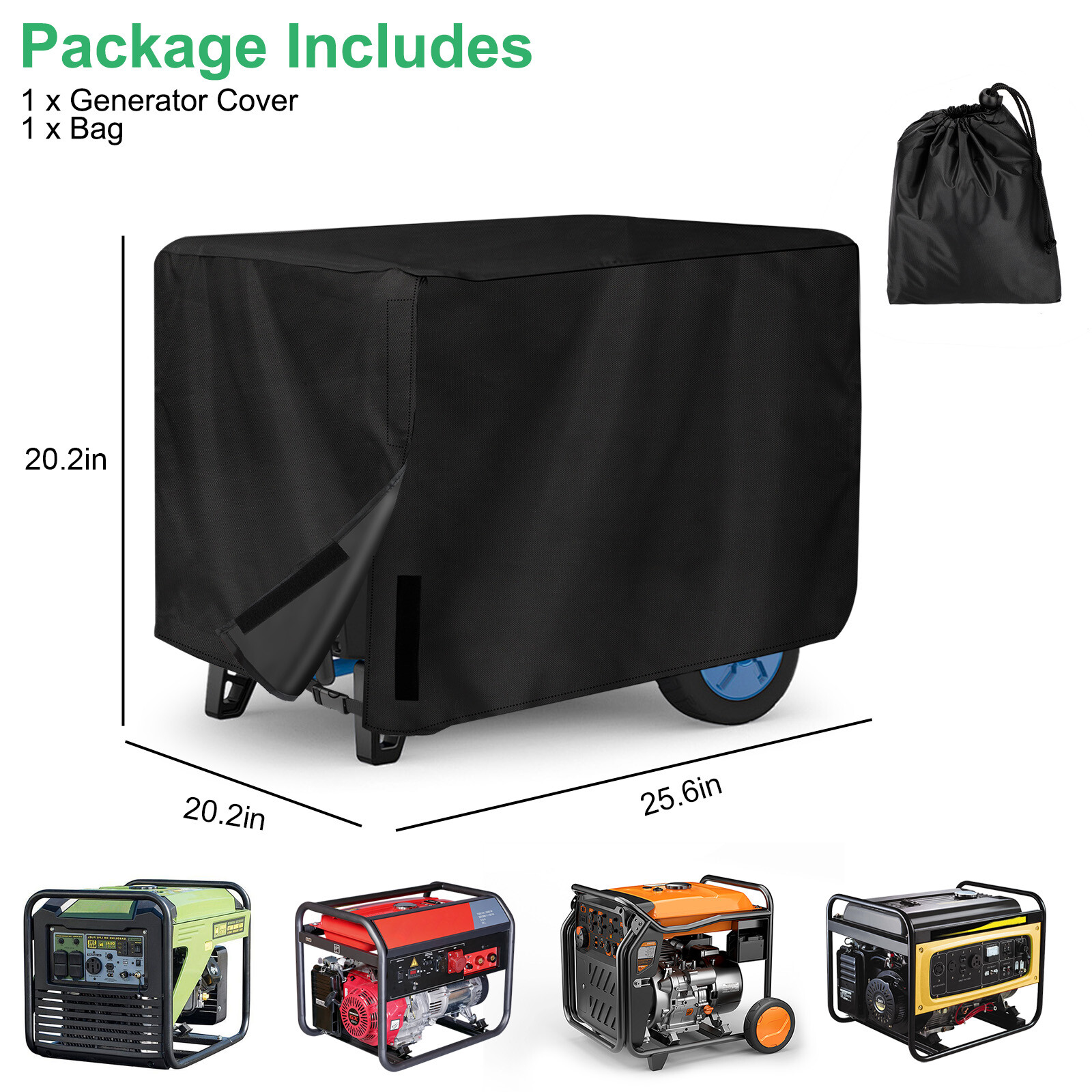 Heavy Duty Universal Generator Cover 210D Waterproof 20*20*26″ For 5000-10000W