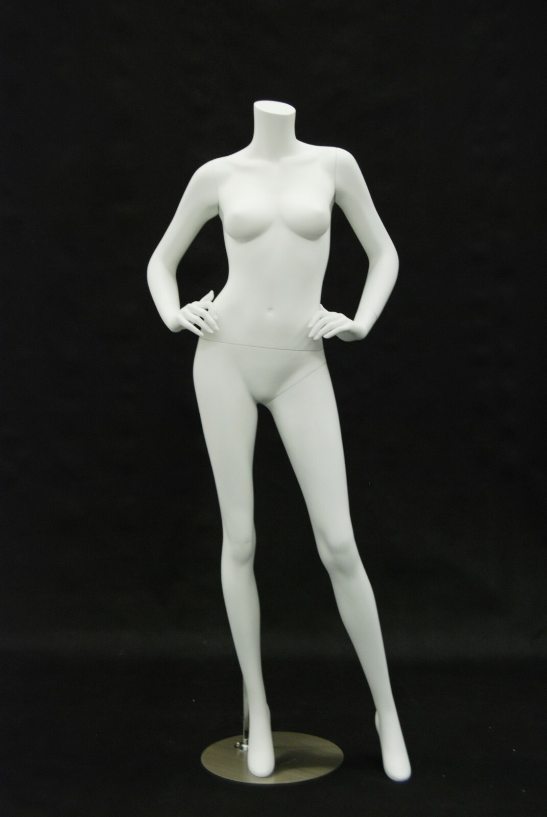 Headless Female Matte White Fiberglass Full Body Fashion Mannequin with Base