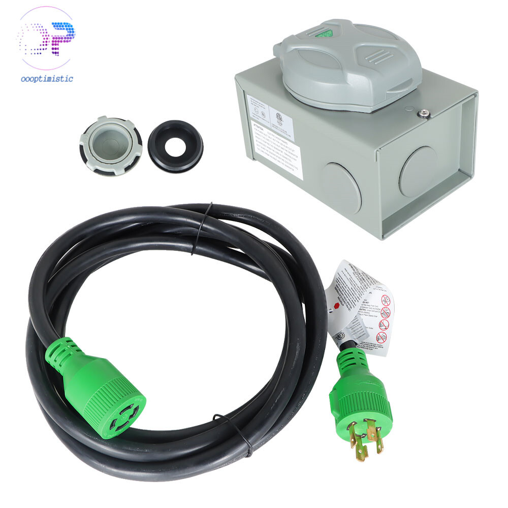 30 Amp Generator Cord 15FT and Power Inlet Box Waterproof Combo Kit NEMA L14-30