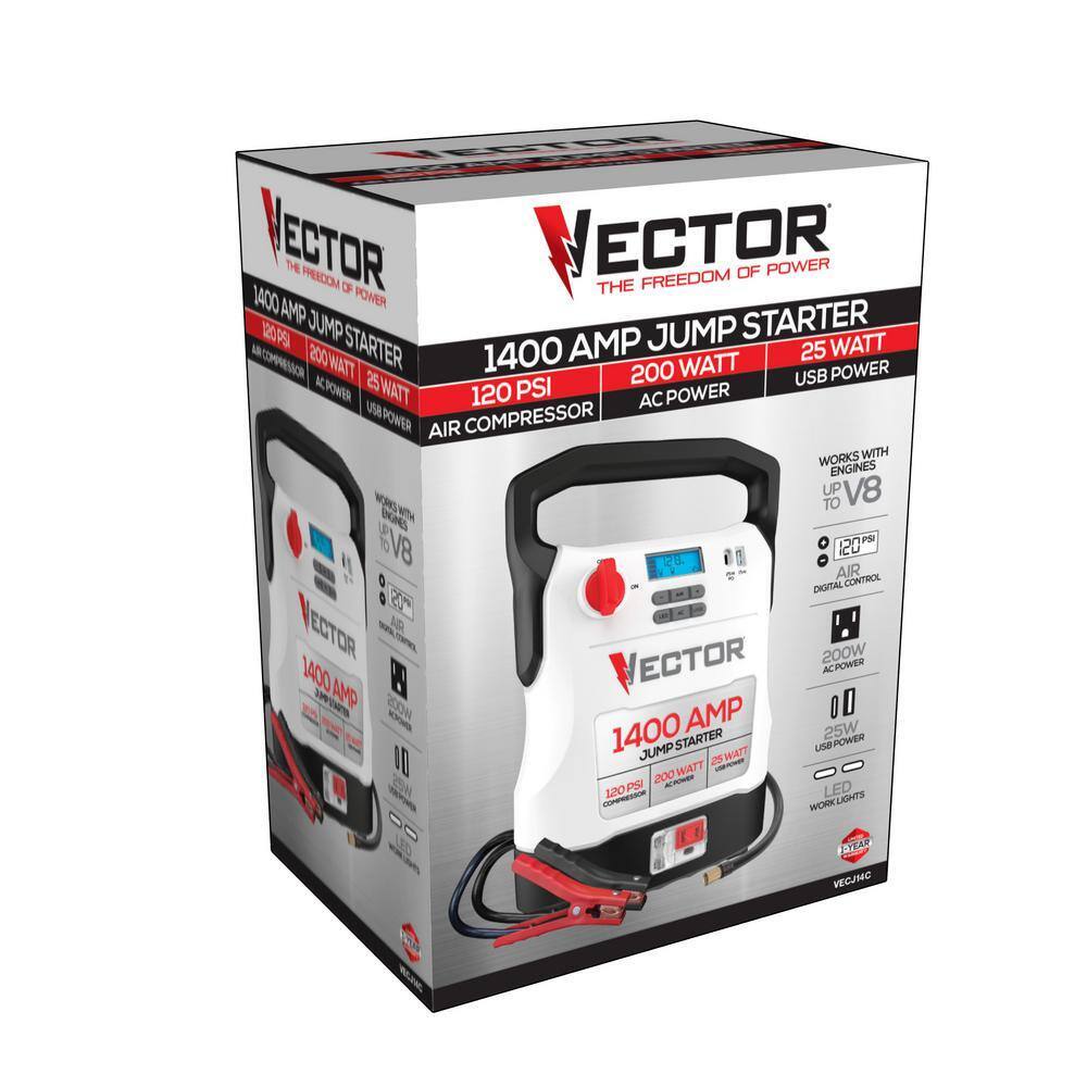 VECTOR 1400 Amp Jump Starter, Compressor, USB and AC Power