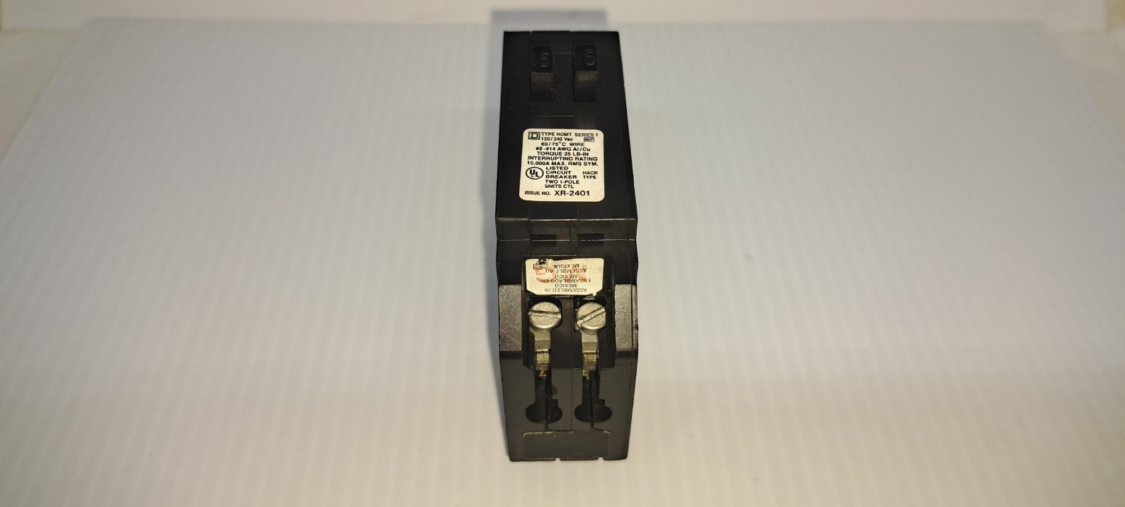 Square D HOMT1515 Homeline 2-15 Amp Single Pole Tandem Circuit Breaker FLAW
