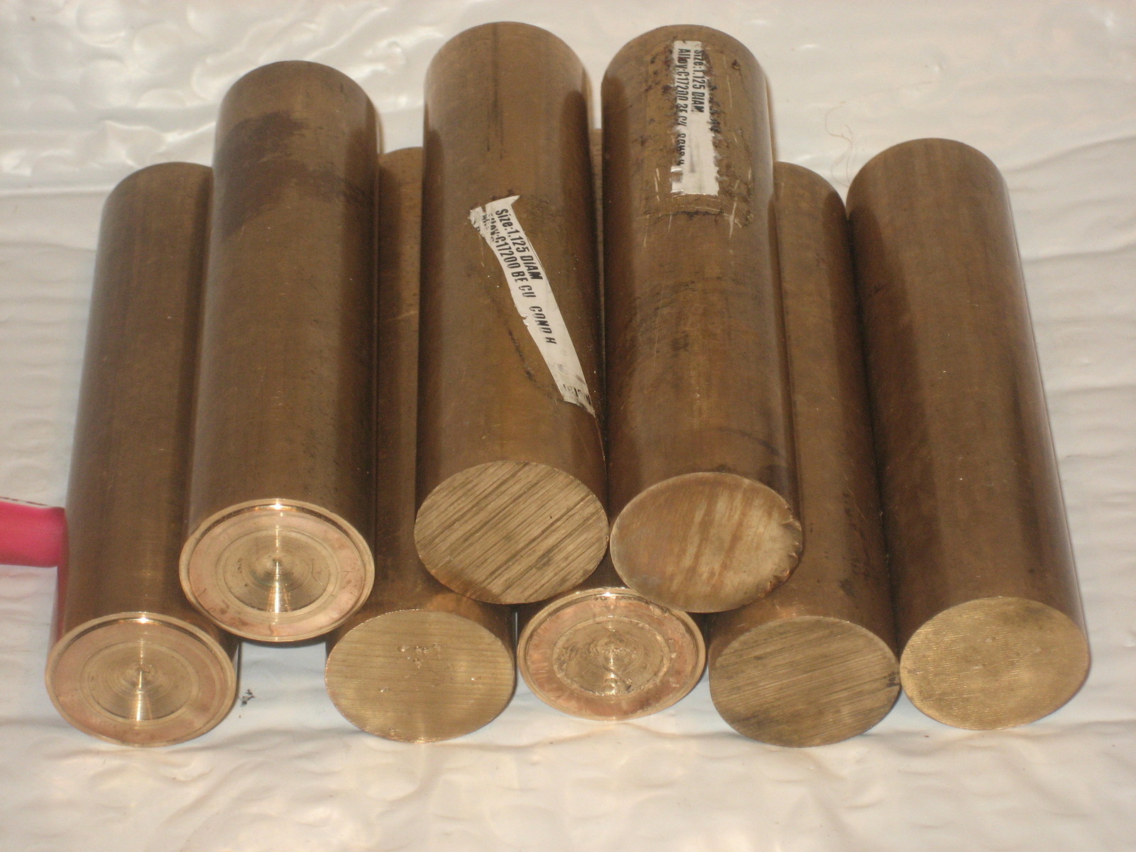 BERYLLIUM COPPER BAR ROUND ENDCUT LOT of 8 pcs. approx.4.500″ long Alloy25