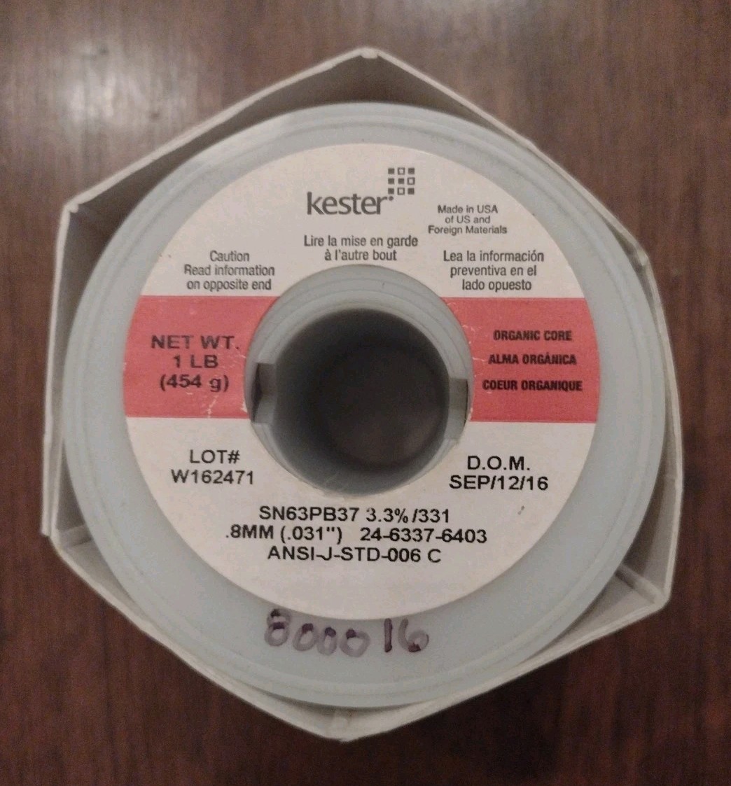 Kester Solder Sn63Pb37 3.3% 331 .031″ 24-6337-6403 1 lb. Organic Core