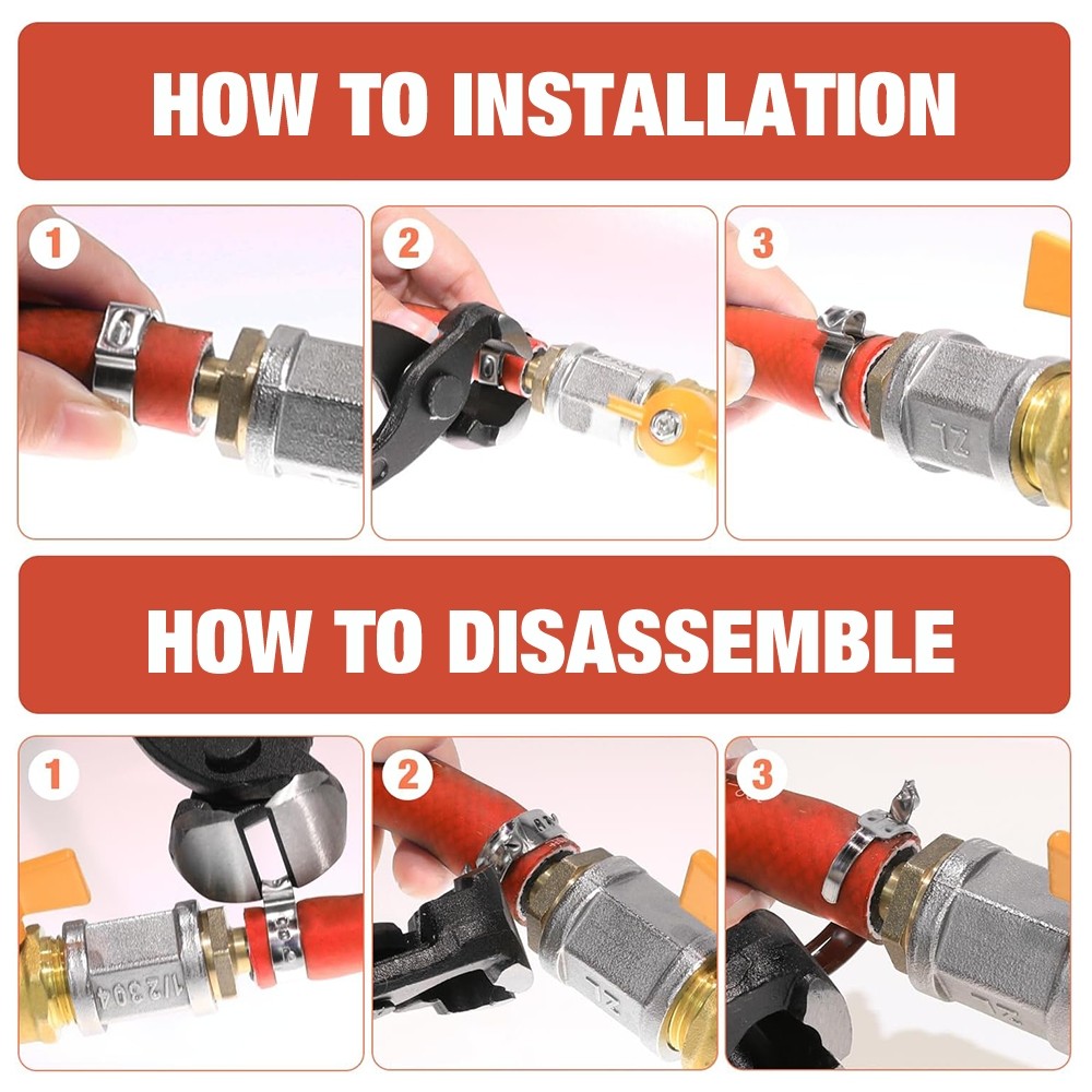 304 Stainless Steel Single Ear Hose Clamps 160 PCS Kit with Pincers Universal