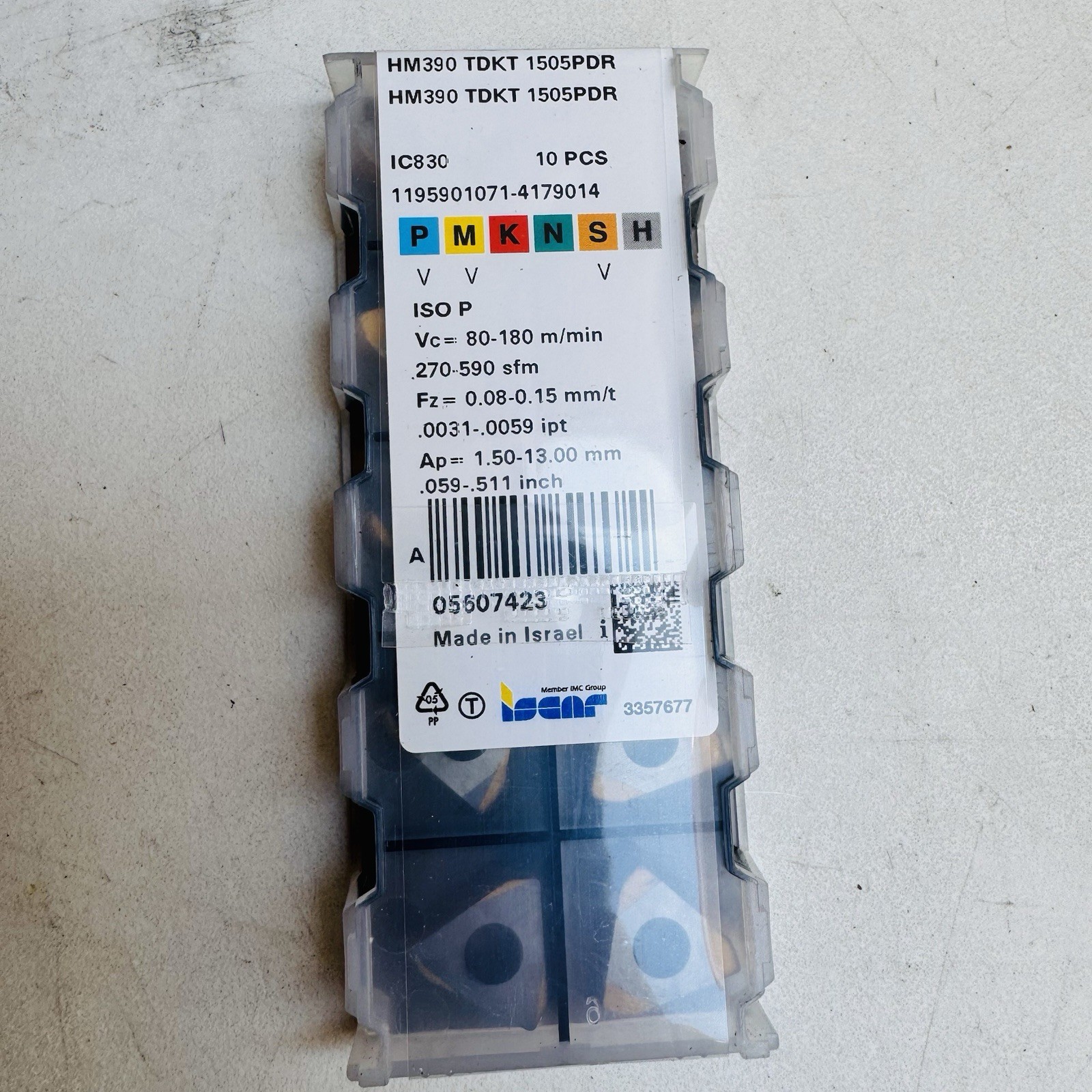 Iscar HM390 TDKT 1505PDR IC808 Carbide Milling Inserts (Box of 10)