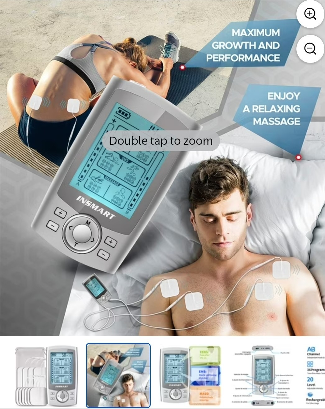 INSMART TENS EMS Unit Rechargeable Muscle Stimulator ( Massager)