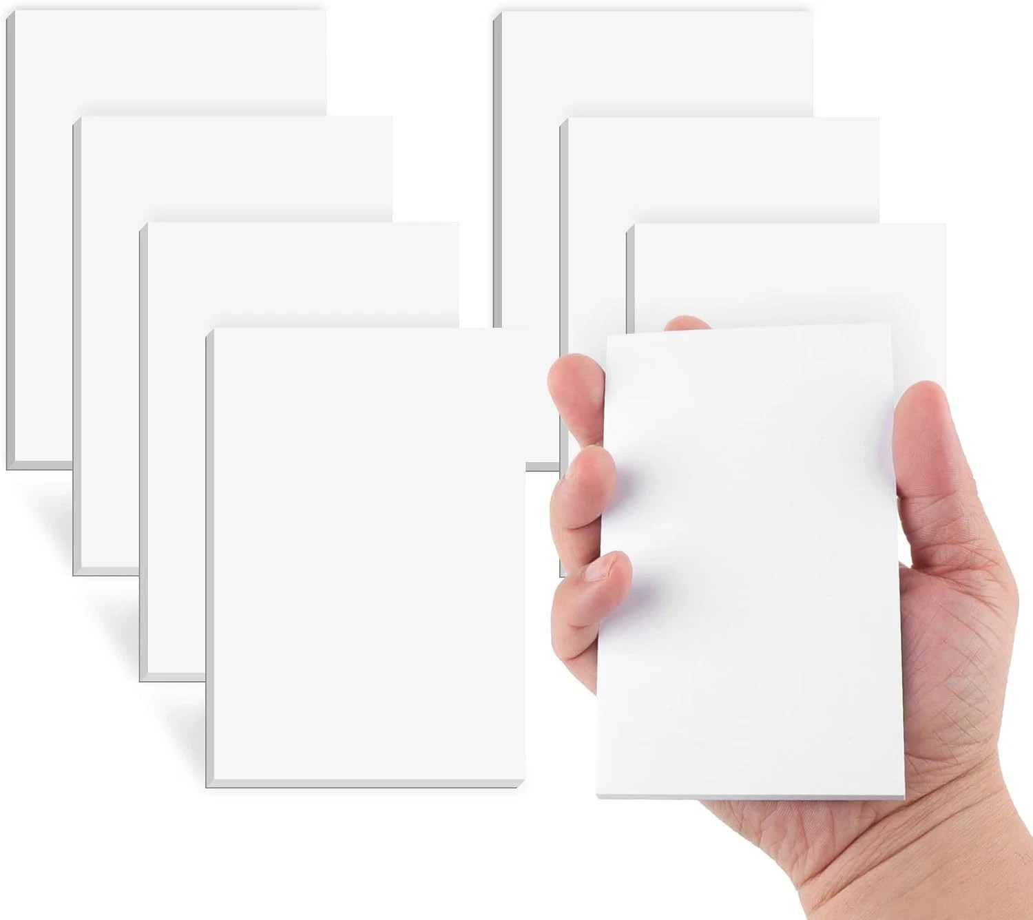 Note Pads 3×5 In, 8 Pack Blank Notepad, White Scratch Pads for Writing, 50 Sh…