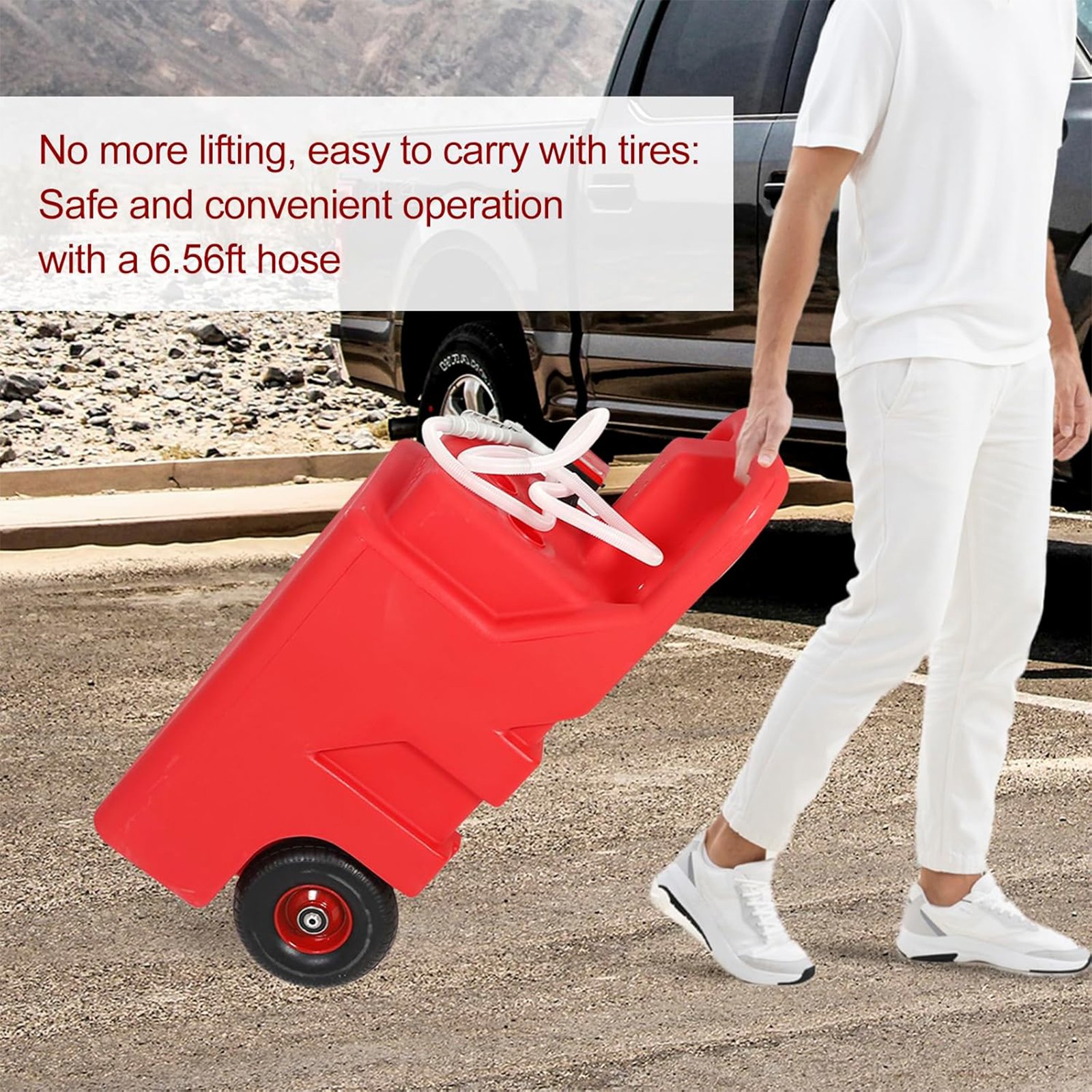 32 Gallon Portable Fuel Tank Caddy w/ Automatic Transfer Pump On-Wheel 3.2GPM Re