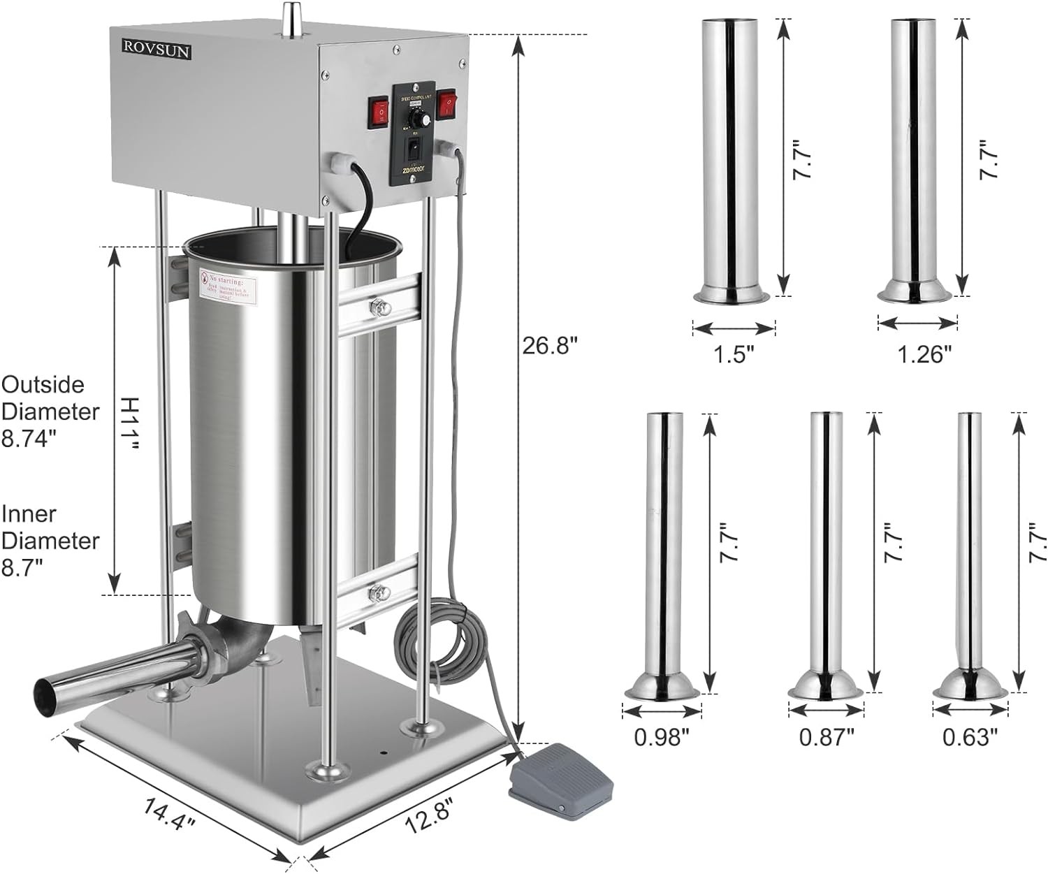 Vertical Electric Adjustable Speed Sausage Filler Stuffer, 15.4LBS/10L Capacity